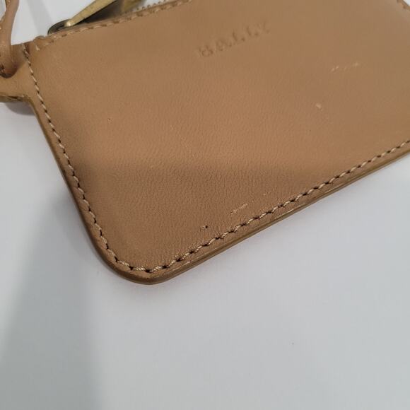 Auth Bally Brown Leather Mini Coin Case Small Wallet Pouch Zip 3x2 Strap Charm - Picture 8 of 9